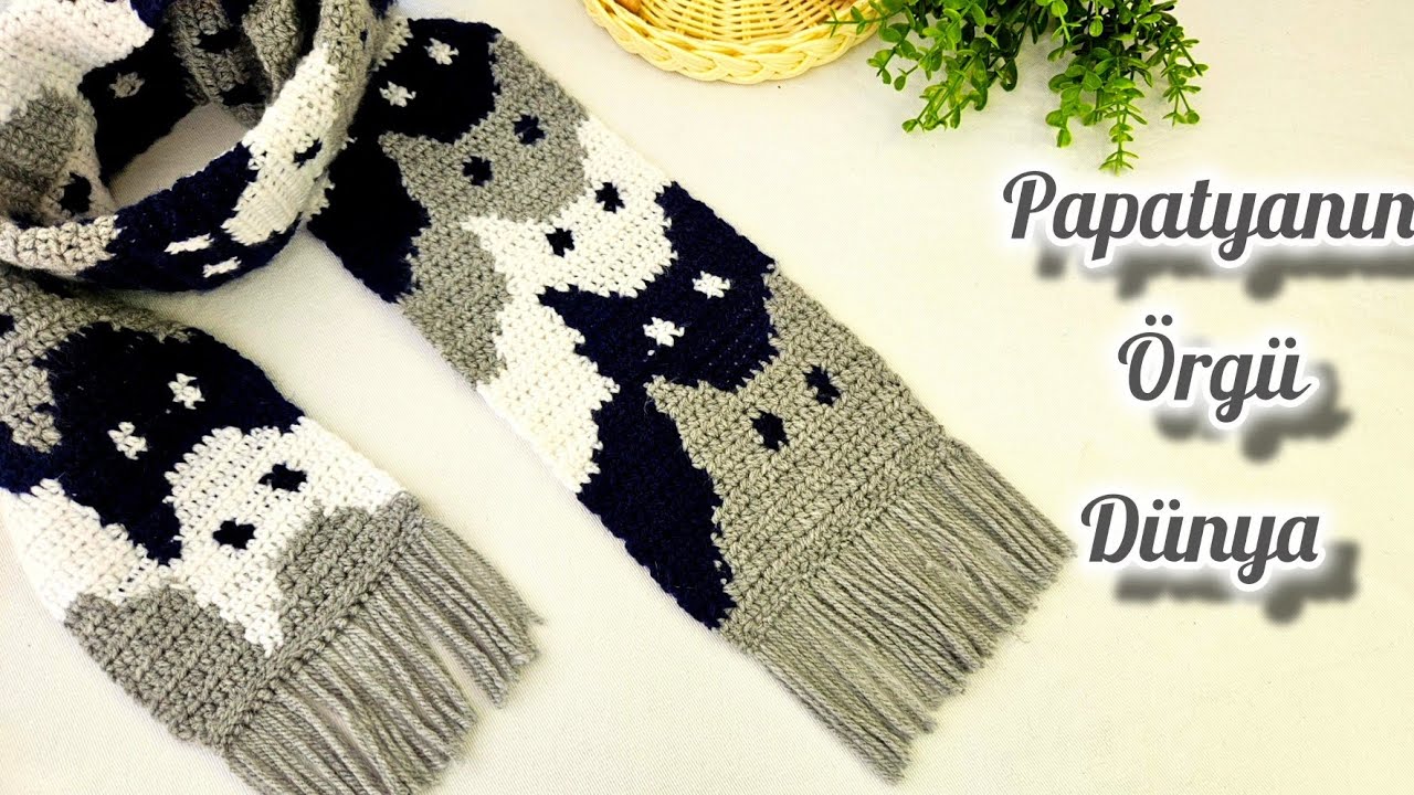 Самая популярная модель шарфа, связанного крючком в виде кошки на Pinterest.