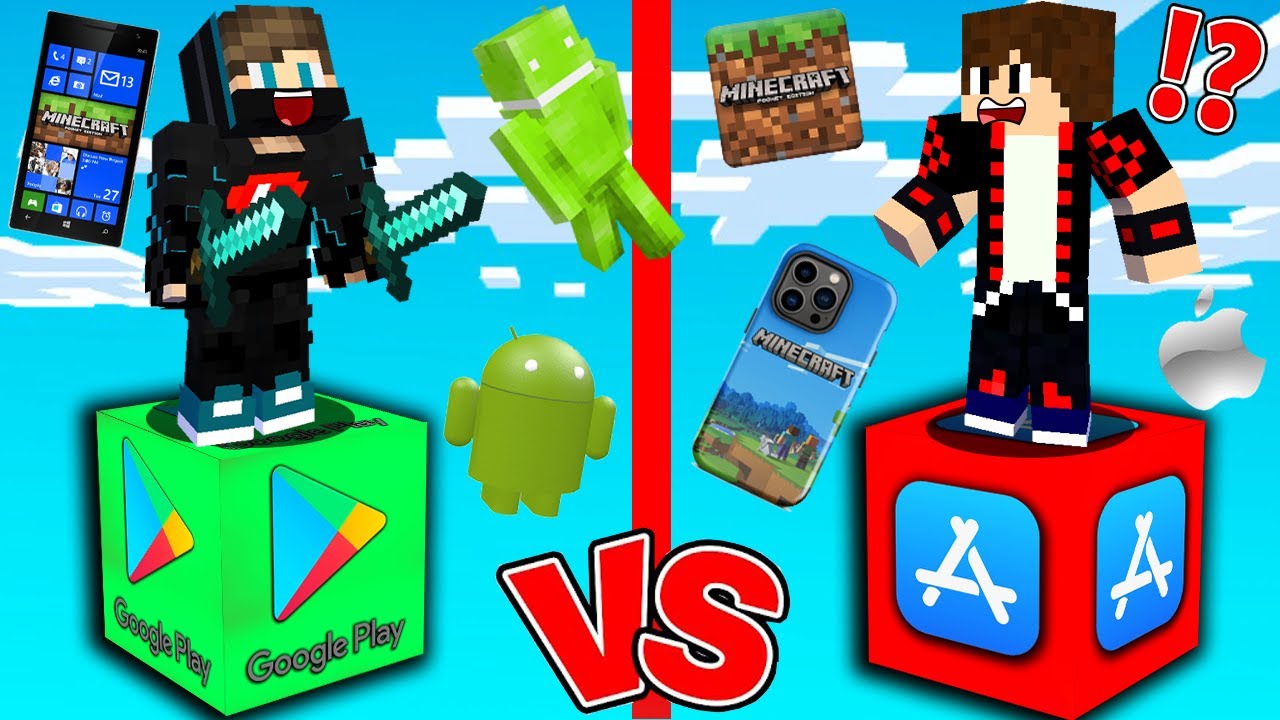 ماين كرافت : حـرب متاجر الحظ ولكن حظ متجر الجوجل بلاي ضد حظ الاب ستور !!؟ 😱🔥