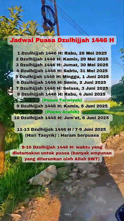Jadwal Puasa Dzulhijjah 1446H/2025#dzulhijjah #puasadzulhijjah #puasadzulhijjah2025 #puasaarafah