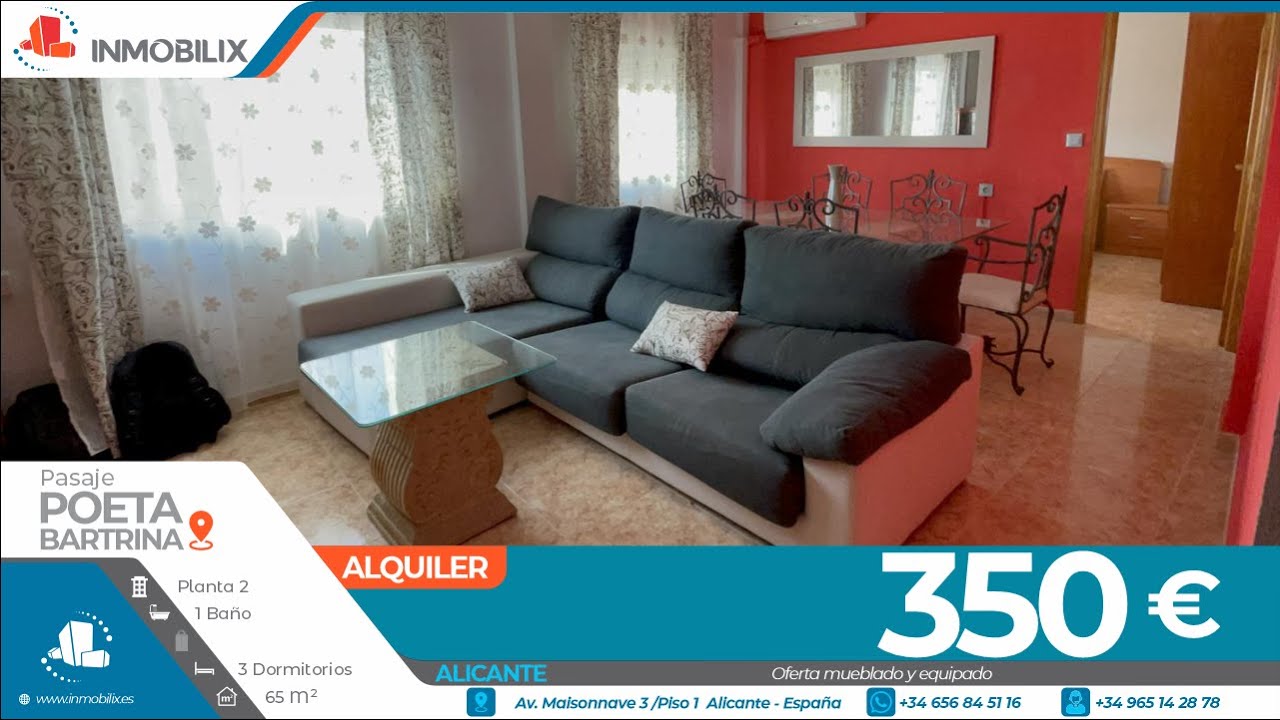 ✅ALQUILADO✅Alicante / ALQUILER/ 350€ / Pasaje Gonzalo de Berceo/ 🔥AMUEBLADO Y EQUIPADO