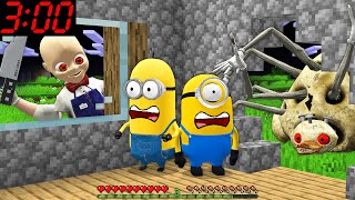 I found BABY ICE CREAM MAN & DUCK EXE vs Minion Family 3:00 AM in MINECRAFT animation Scooby Craft