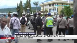Terobos Iringan Jenazah 2 Polisi Babak Belur