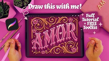 🌸 Fileteado Lettering Tutorial for Procreate | Live Replay ⏪️