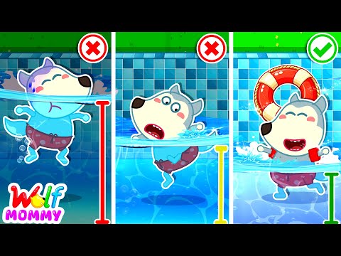 OH NO! Don't Jump into the DEEP POOL! 😱 Swimming Pool Safety Rules for Kids | Wolf Mommy Cartoon