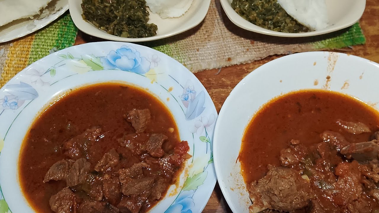 Typical afternoon in an African home preparing beef stew and vegetable for my family.