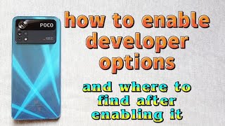 how to turn on developer options and find it on Poco X4 Pro phone