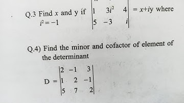 Minors and Cofactors Determinants Class 11 Maths 1 Maharashtra Board New Syllabus by Chetan sir