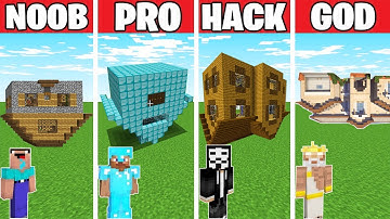Minecraft: FAMILY MODERN UPSIDE DOWN HOUSE BUILD CHALLENGE NOOB vs PRO vs HACKER vs GOD in Minecraft