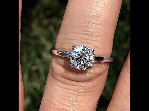Round Brilliant Moissanite Low-Set Basket Solitaire Ring ring video