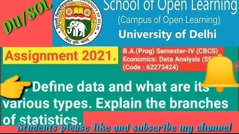 DU/SOL AssignmentI2021IB.A.(Prog) Semester-IV (CBCS)Economics: Data Analysis (SEC)(Code : 62273424