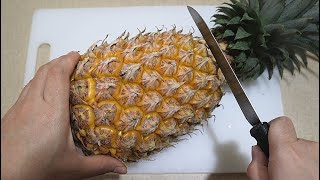 切菠蘿最棒的方法教你3分鍾完美切菠蘿不浪費一點果肉又快又省事