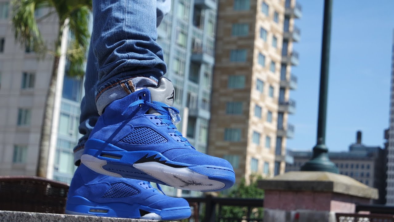 blue jordan 5 suede