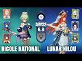 C0 Nicole National &amp; C1 Nilou Lunar Bloom | NEW Spiral Abyss 6.6 Floor 12 | Genshin Impact