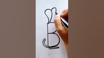 How to draw a Rabbit from alphabet B || How to draw letter bunny #shorts