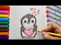 How to draw A Valentine’s Day Penguin
