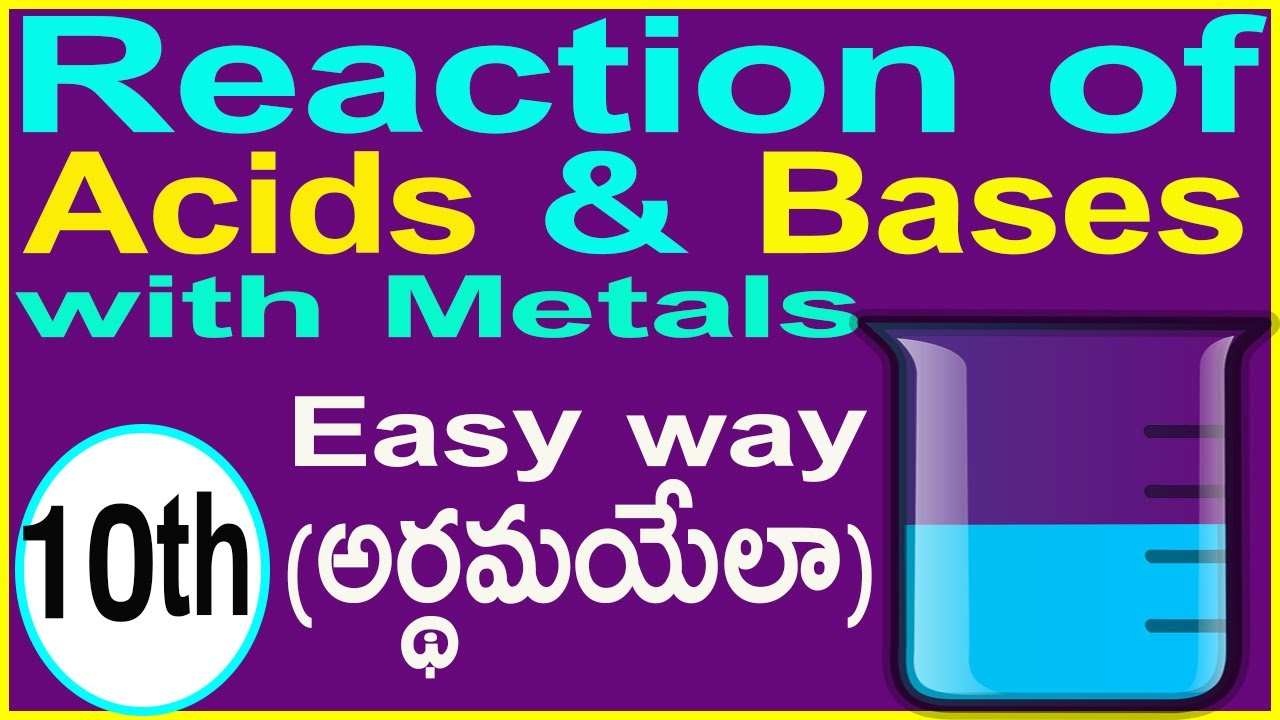 Reaction of Acids and Bases with Metals in telugu Acids Bases and