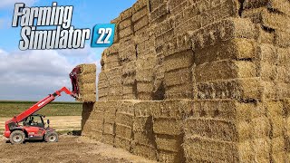 Stacking straw bales at Farm during Summer | Farming Simulator 22