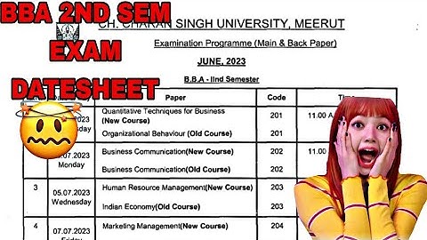 CCSU BBA 2ND SEMESTER...EXAM DATESHEET COME 😱😱😱😱😱😱😱😲😲😲😯😲😲😲😲😲