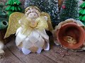 Christmas Angel in glitter wings/Jingling angel / Kanzashi christmas angel/ Christmas decoration