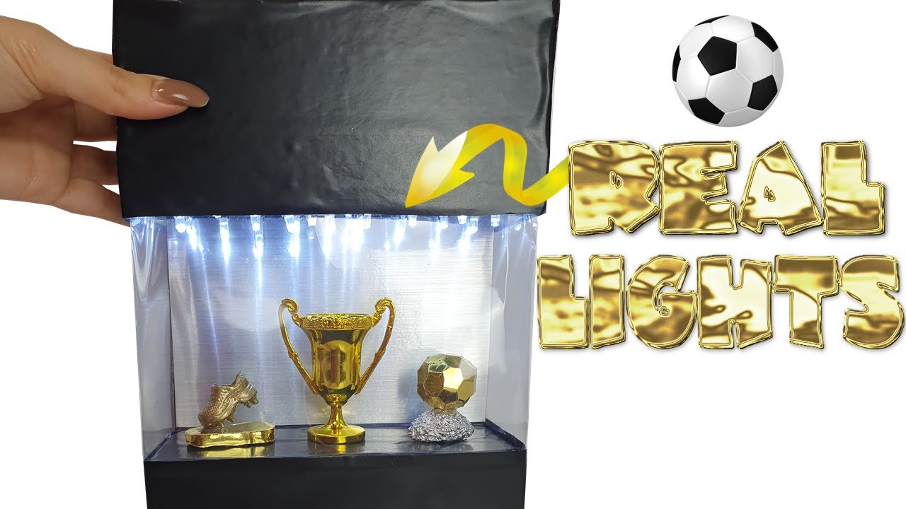 DIY Miniature Football Trophies Display with Real Lights Tutorial Crafts YouTube