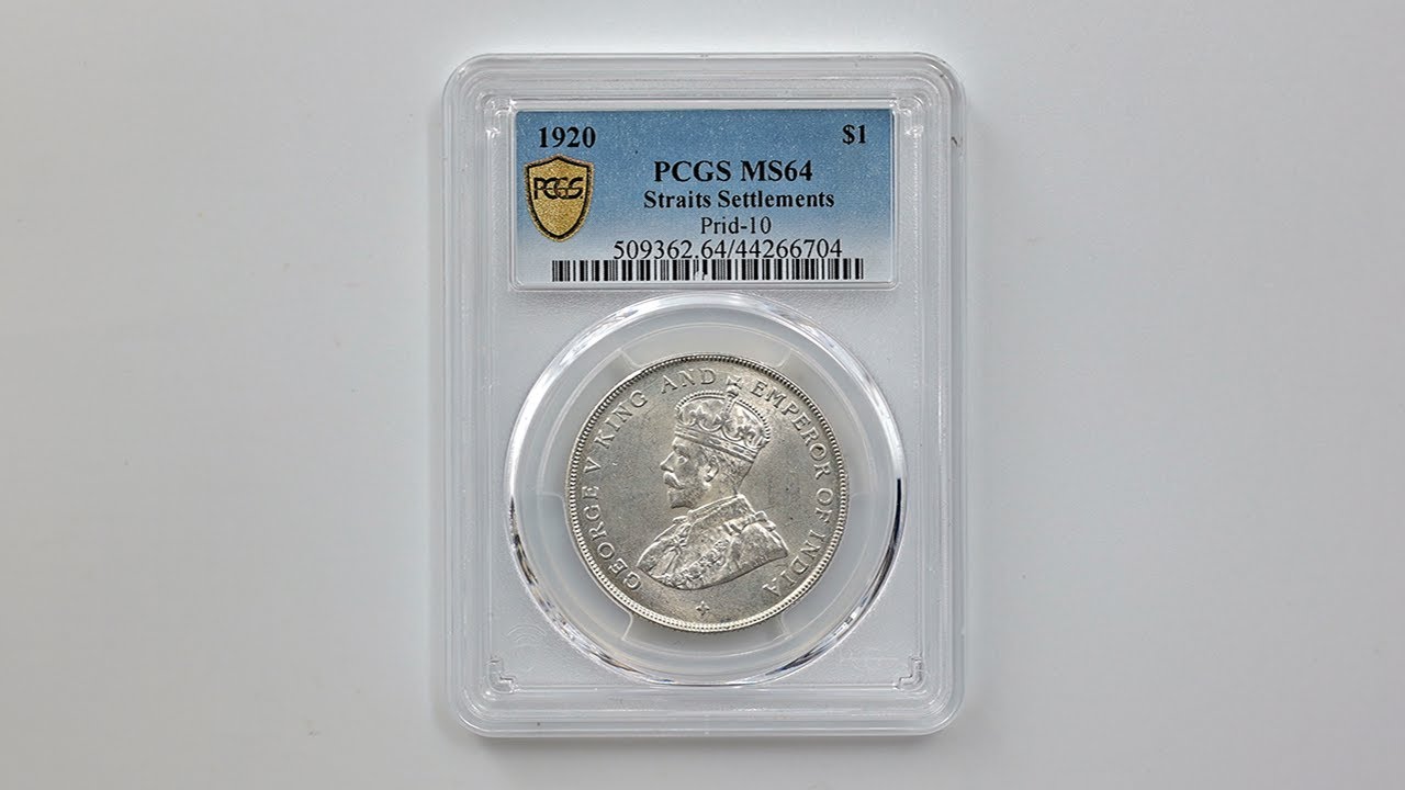 1920 イギリス領 海峡植民地 ジョージ5世 銀貨 PCGS MS 64 - 旧貨幣