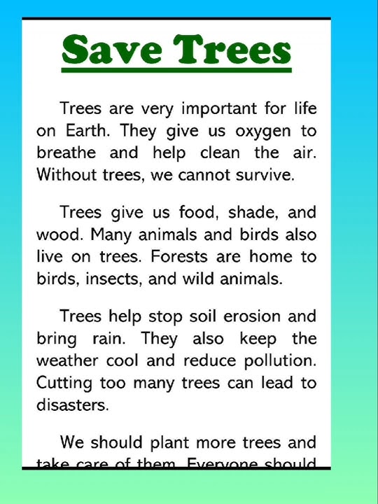 Save Trees Essay in English 120 Words, Speech or Paragraph Short Essay or Paragraph