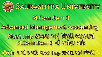 Advanced Management Accounting Most Imp Sum & Theory M.Com Sem 3|