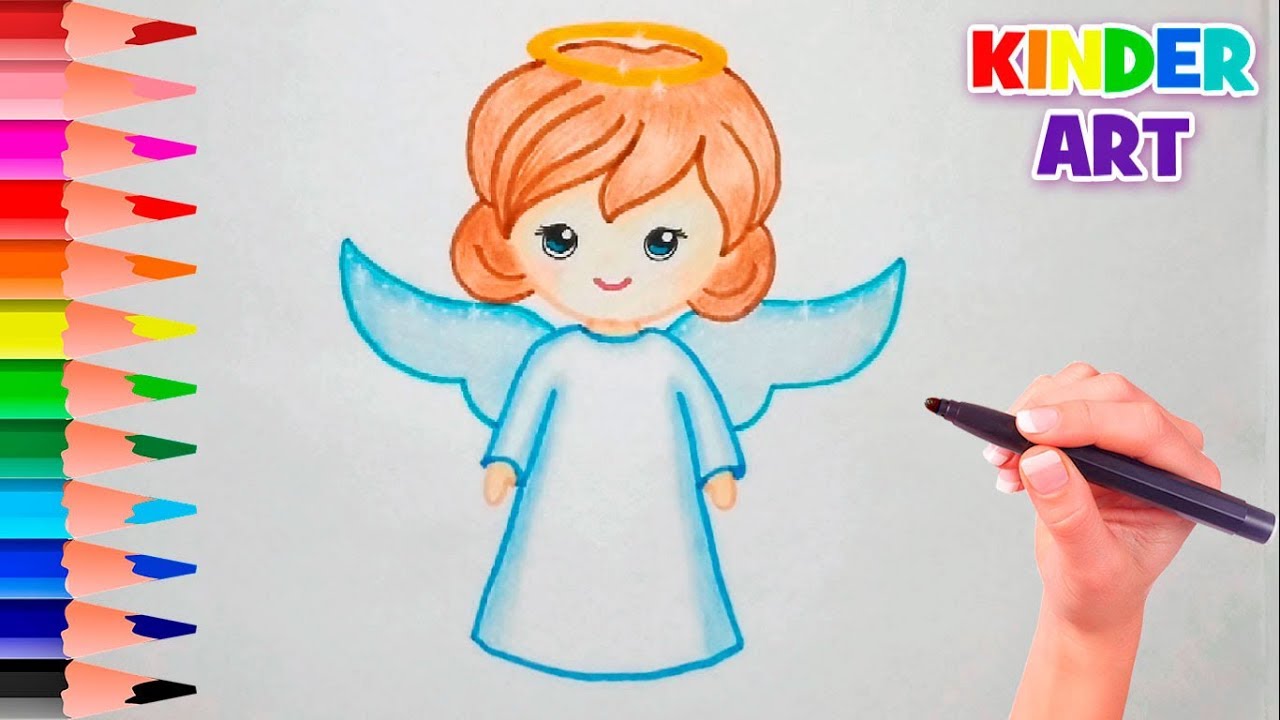 ⁣Как нарисовать ангела поэтапно | How to Draw an Angel - Cute & Easy