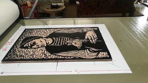 Rubbercut printing using an etching press