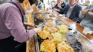 Signature Okonomiyaki made 82-year-old hostess! Japanese Street Food