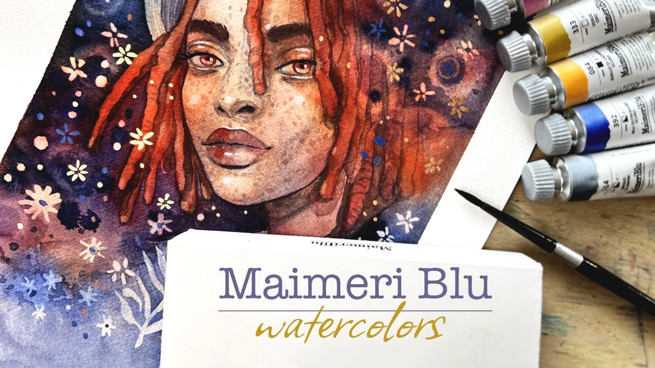 Watercolor PORTRAIT process  Maimeri Blu + @winsornewton 