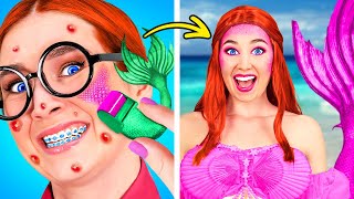 HOW TO BECOME MERMAID AT SCHOOL || Extreme Makeover! From Nerd To Mermaid By 123 GO! TRENDS