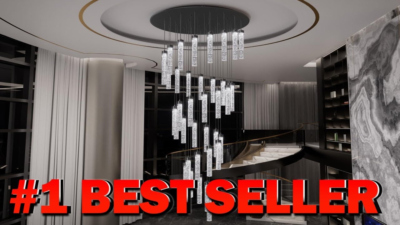 Black Chandeliers for Living Room 38 Lights Modern Crystal Light Extra Large Chandelier - B0C3CQWHM5