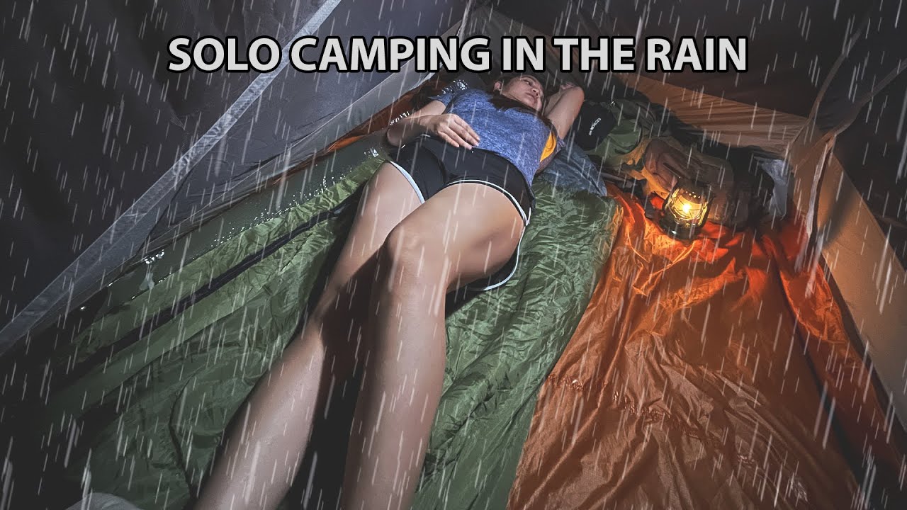 Solo Overnight Camping In The Rain Relaxing In The Tent Asmr Youtube