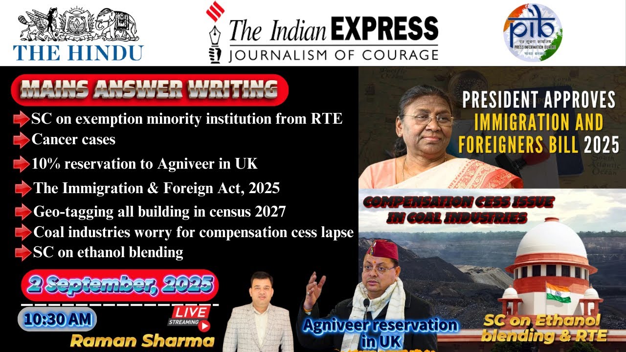 2nd September 2025 Current Affair | The Hindu | Indian Express | PIB ...