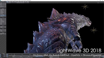 LightWave 3D 2018: OpenGL Dinosaur Walk Sub-Divided scene rendered