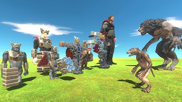 Thor Of Evolution VS Werewolf Team - Animal Revolt Battle Simulator