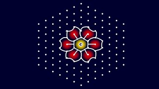 🌺13*7 dots Rangoli | Easy & Beautiful Rangoli Design | Simple Pulli Kolam | Daily Muggulu | #shorts