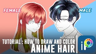 3 Different Ways to Shade Hair!  Anime Hair coloring tutorial +Brushes 