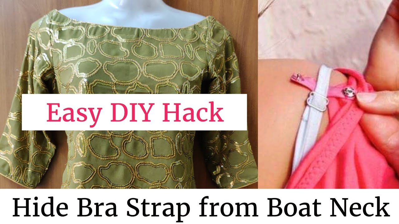 How to Hide Bra Straps from Your Dress Neck, Shoulder Button, Easy DIY Hack