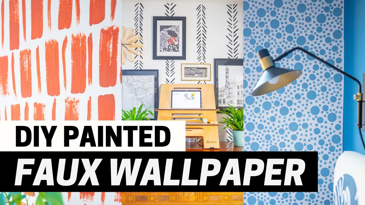 DIY PAINTED WALLPAPER DESIGNS  3 Techniques for How to Paint a Faux  Wallpaper Pattern  YouTube