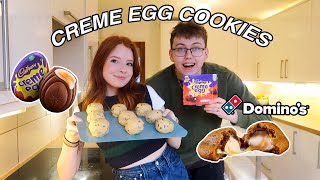 Baking TikTok VIRAL Creme Egg Cookies with My Boyfriend! Easter Domino’s Cookies, Tanya Burr Recipe