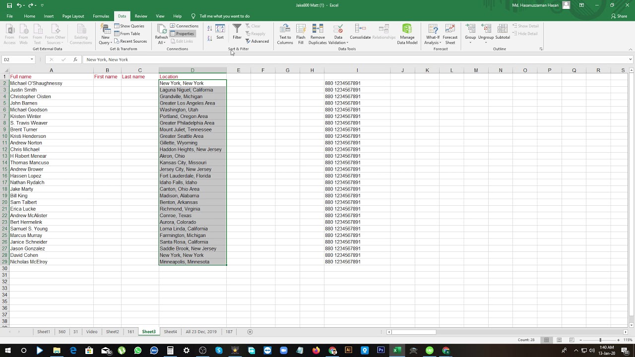 Splitting First And Last Name Split One Column Into Multiple Columns