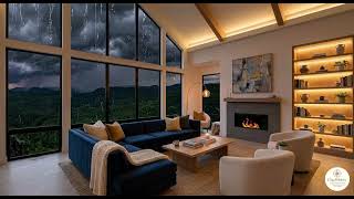 Rainy Evening Living Room Ambience 🌧️ Cozy Fireplace with Soft Piano Music screenshot 3