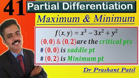 Max &  Min of 𝒇(𝒙,𝒚)=𝒙^𝟑−𝟑𝒙^𝟐+𝒚^𝟐 || Partial Differentiation  || 18mat21 || Dr Prashant Patil