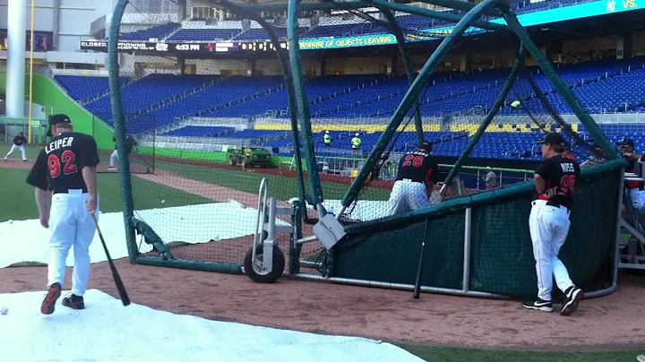 Marlins' first batting practice at Marlins Park