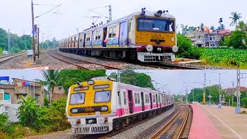 Speedy EMU Local Train Parallel Perfect Crossing At Dangerous🔥 Point 90° Curve.