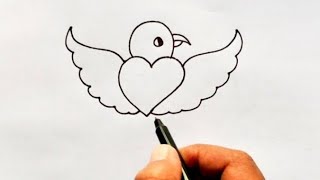 How to draw Flying Parrot for beginners | Easy Parrot Drawing | Bird Drawing