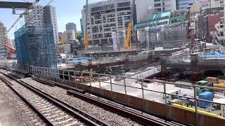 2021年4月23日(金) JR山手線「渋谷駅」内回りホームより渋谷区桜丘町再開発エリアを撮影