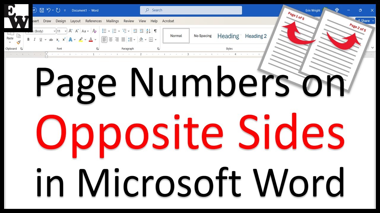 How to Insert Page Numbers on Opposite Sides in Microsoft Word